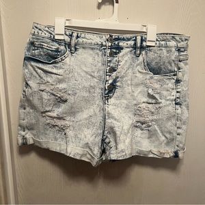 Acid Wash Denim Shorts